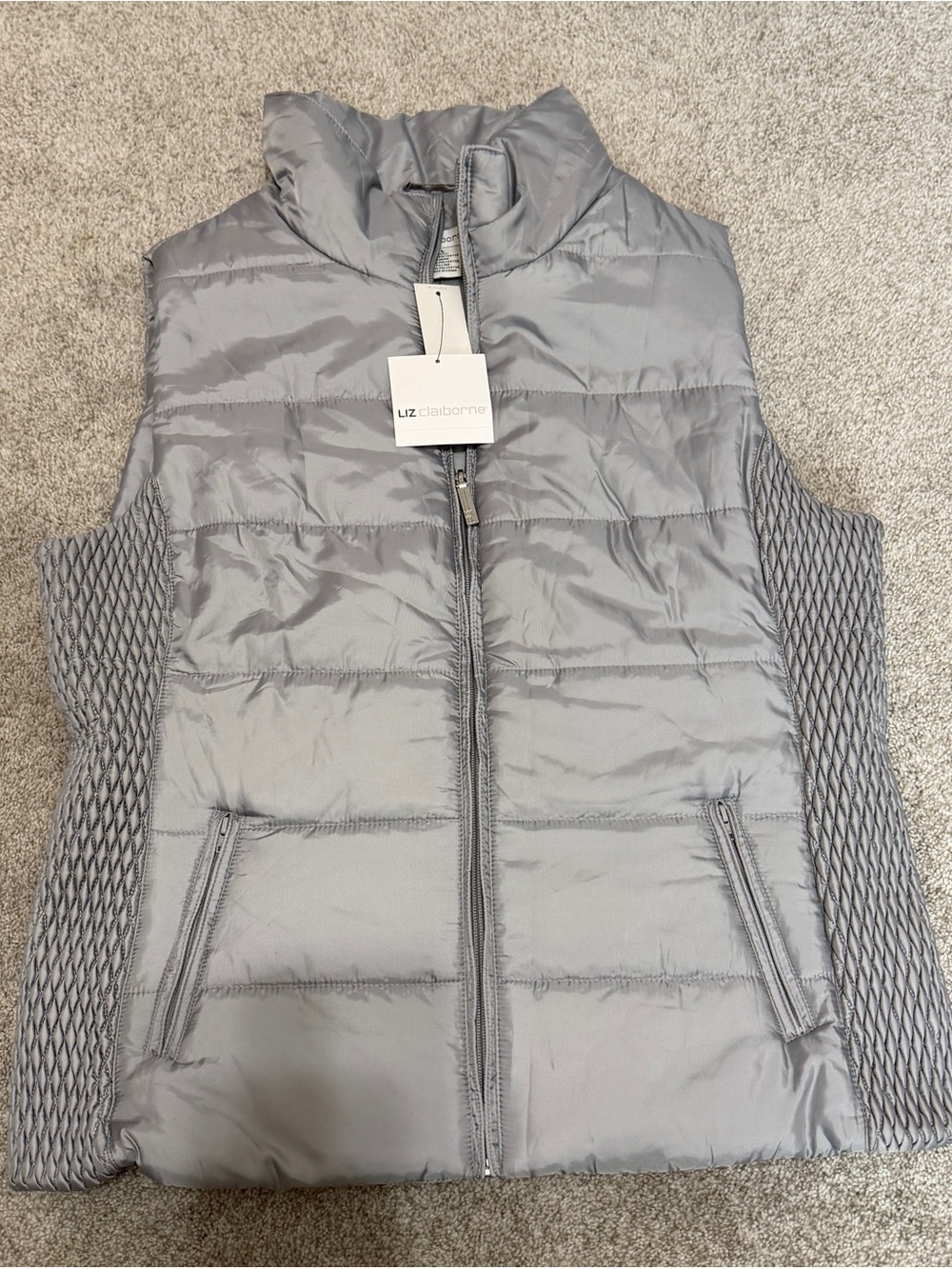 Liz Claiborne Light Silver Quilted Vest
